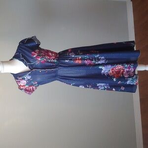 VINTAGE | Floral Sparkle Garden Party Flutter Sleeve 50s Dress